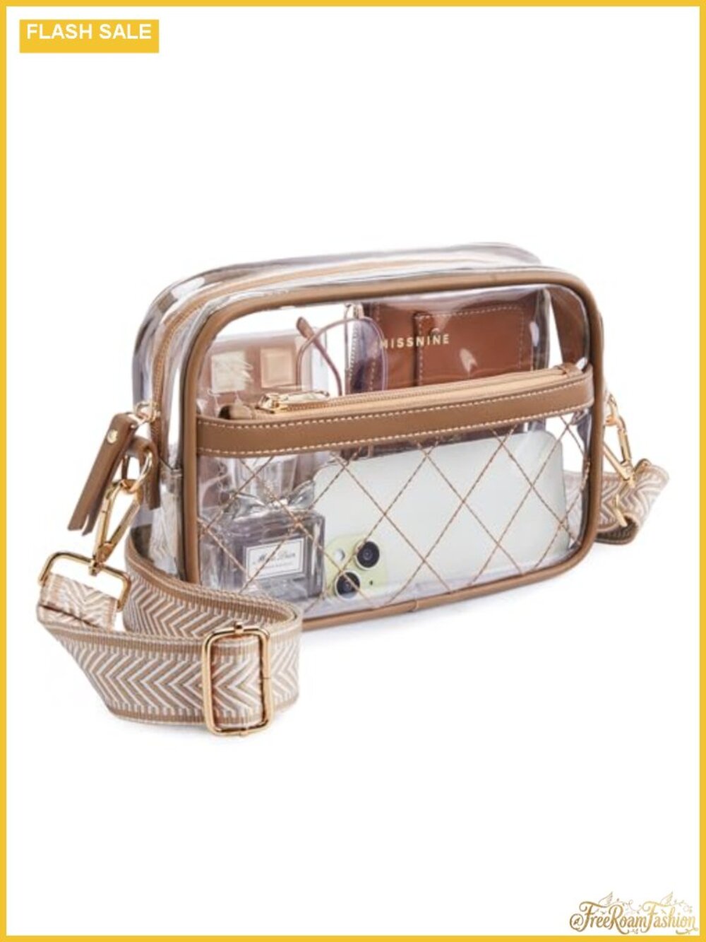Clear Crossbody Bag Stadium Approved PVC Quilted Guitar Strap